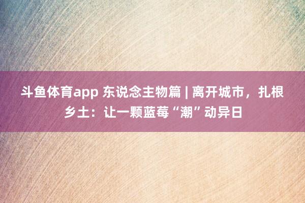 斗鱼体育app 东说念主物篇 | 离开城市，扎根乡土：让一颗蓝莓“潮”动异日