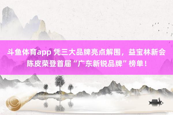 斗鱼体育app 凭三大品牌亮点解围，益宝林新会陈皮荣登首届“广东新锐品牌”榜单！