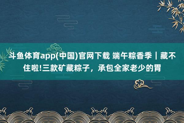 斗鱼体育app(中国)官网下载 端午粽香季｜藏不住啦!三款矿藏粽子，承包全家老少的胃
