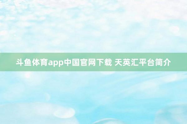 斗鱼体育app中国官网下载 天英汇平台简介