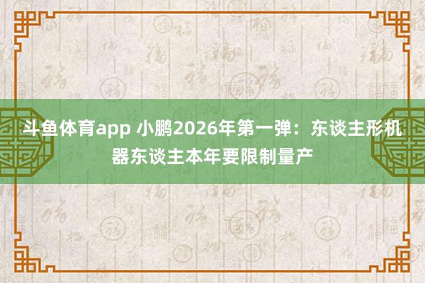 斗鱼体育app 小鹏2026年第一弹：东谈主形机器东谈主本年要限制量产