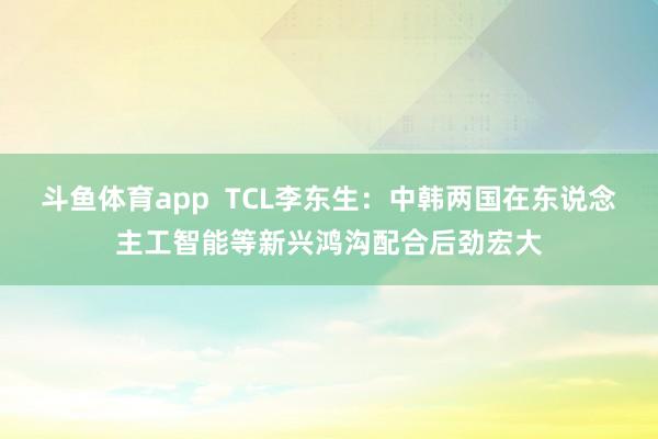 斗鱼体育app  TCL李东生：中韩两国在东说念主工智能等新兴鸿沟配合后劲宏大