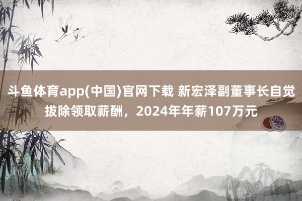 斗鱼体育app(中国)官网下载 新宏泽副董事长自觉拔除领取薪酬，2024年年薪107万元