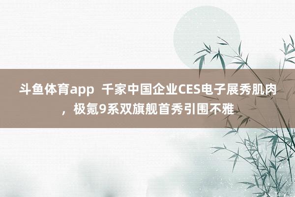 斗鱼体育app  千家中国企业CES电子展秀肌肉，极氪9系双旗舰首秀引围不雅