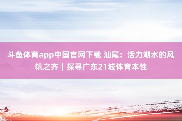 斗鱼体育app中国官网下载 汕尾：活力潮水的风帆之齐｜探寻广东21城体育本性