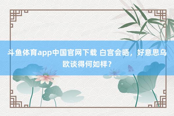 斗鱼体育app中国官网下载 白宫会晤，好意思乌欧谈得何如样？