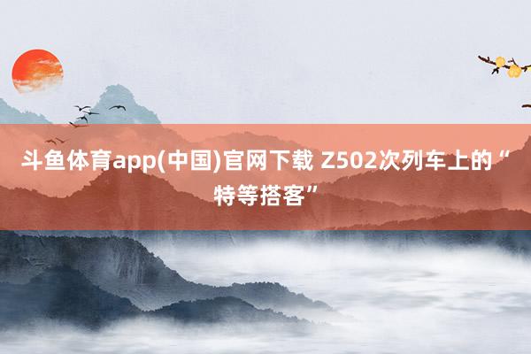 斗鱼体育app(中国)官网下载 Z502次列车上的“特等搭客”