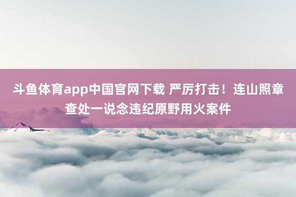 斗鱼体育app中国官网下载 严厉打击！连山照章查处一说念违纪原野用火案件
