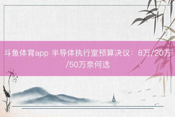 斗鱼体育app 半导体执行室预算决议：8万/20万/50万奈何选