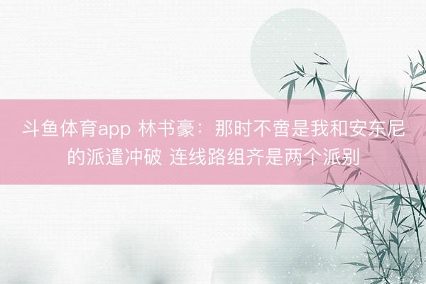 斗鱼体育app 林书豪：那时不啻是我和安东尼的派遣冲破 连线路组齐是两个派别