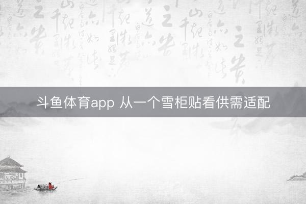 斗鱼体育app 从一个雪柜贴看供需适配